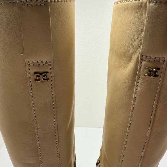 Sam Edelman Nance Boots 7M Women’s Lace Up Knee High Eggshell Leather Riding NIB - Picture 8 of 13